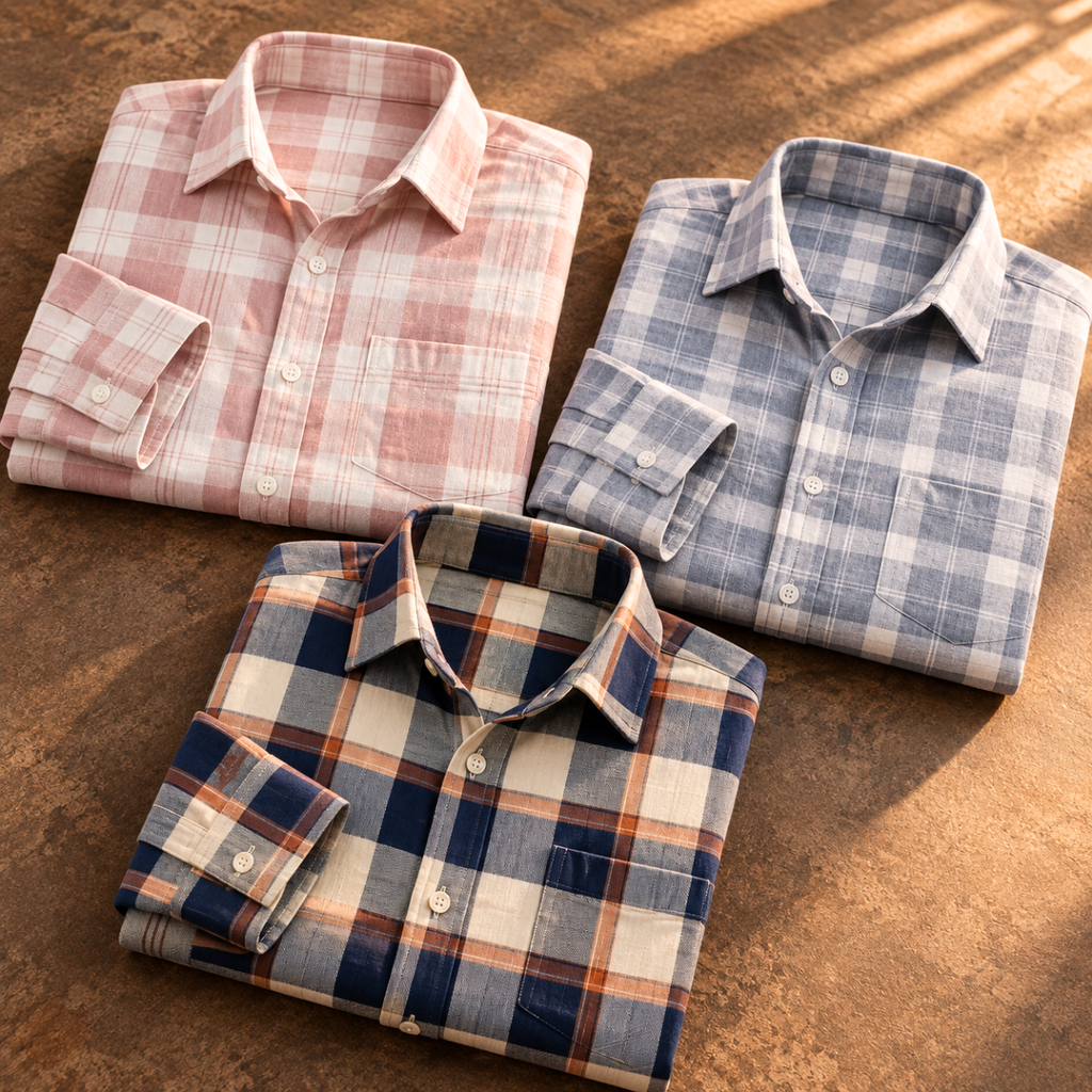3 Pack Premium Checked Everyday Shirts for Men ( C2 )