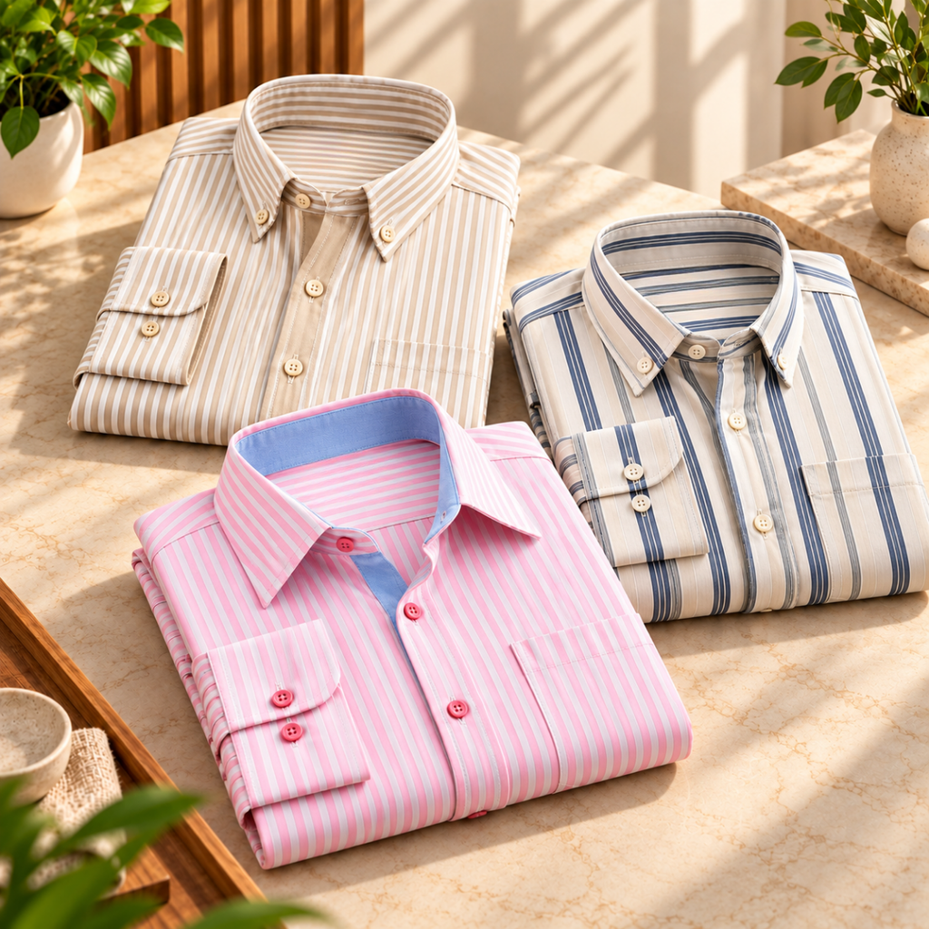 3 Pack Classic Fit Premium Striped Shirts for Men ( SS2 )