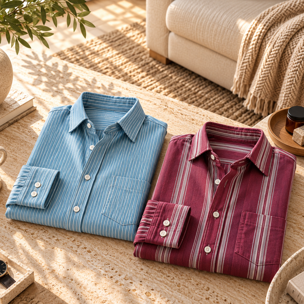 2 Pack Men’s Striped Shirts for Everyday Wear | SS-5