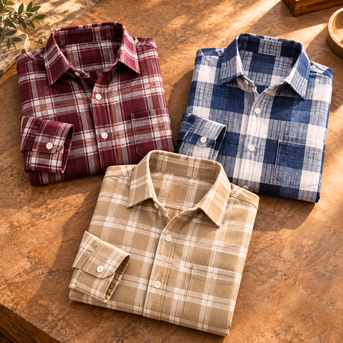 3 Pack Premium Checked Everyday Shirts for Men ( C1 )