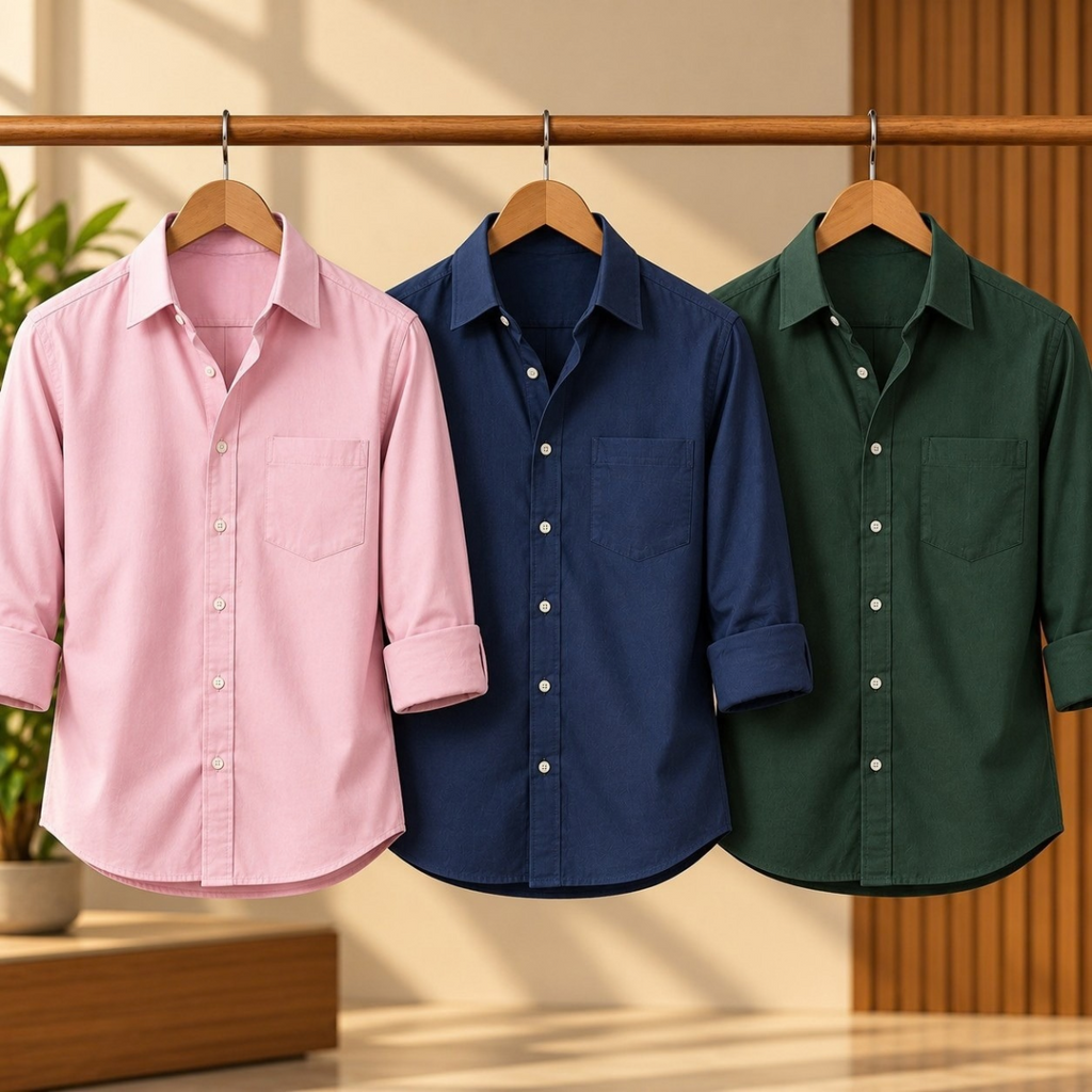 3 Pack Premium Solid Shirts for Men ( S6 )