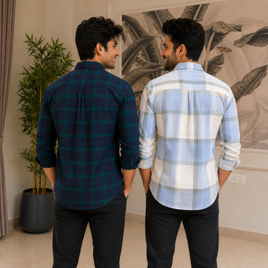 2 Pack Men’s Check Shirts | Smart Casual Look ( CS-6 )