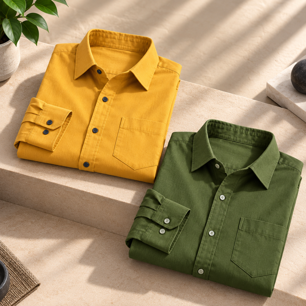 2 Pack Solid Shirts for Men ( S7 )