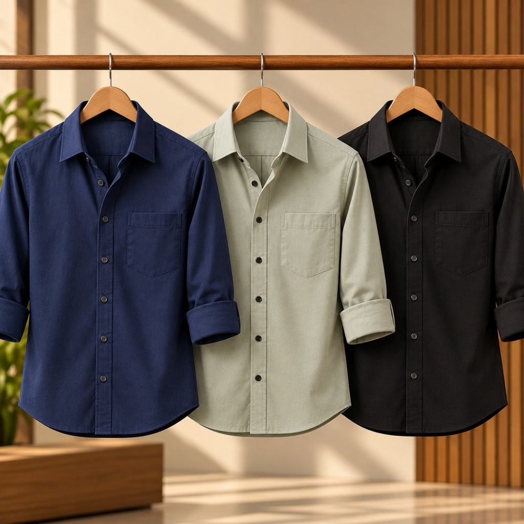 3 Pack Premium Solid Shirts for Men ( S8 )