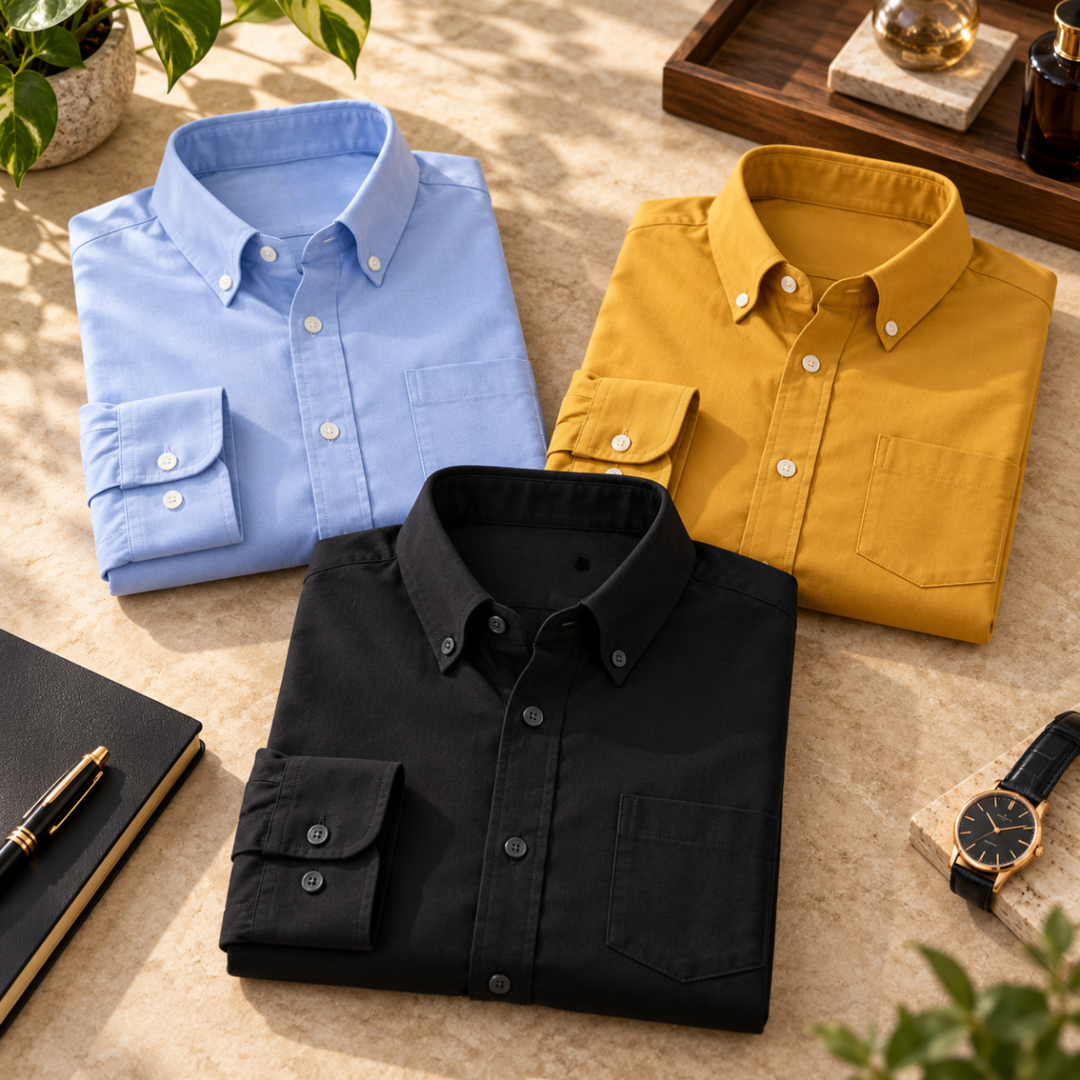 3 Pack Premium Solid Shirts for Men ( S9 )