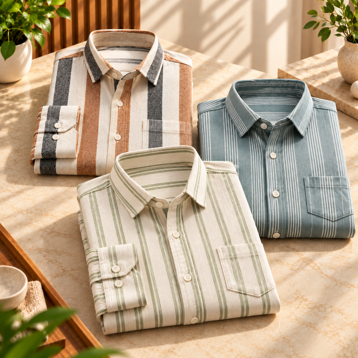 3 Pack Classic Fit Premium Striped Shirts for Men ( SS4 )