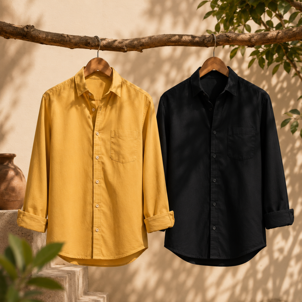2 Pack Solid Shirts for Men ( S1 )