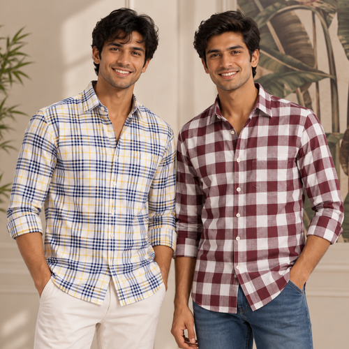 2 Pack Men’s Check Shirts | Smart Casual Look ( CS-11 )
