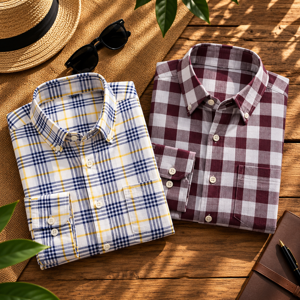 2 Pack Men’s Check Shirts | Smart Casual Look ( CS-11 )