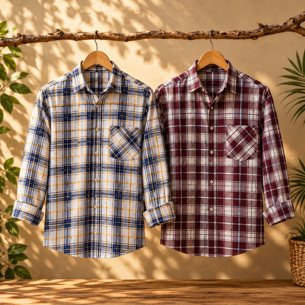 2 Pack Men’s Check Shirts | Smart Casual Look ( CS-11 )