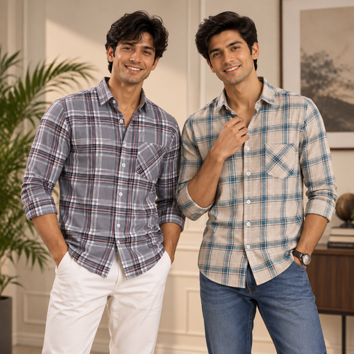 2 Pack Men’s Check Shirts | Smart Casual Look ( CS-12 )