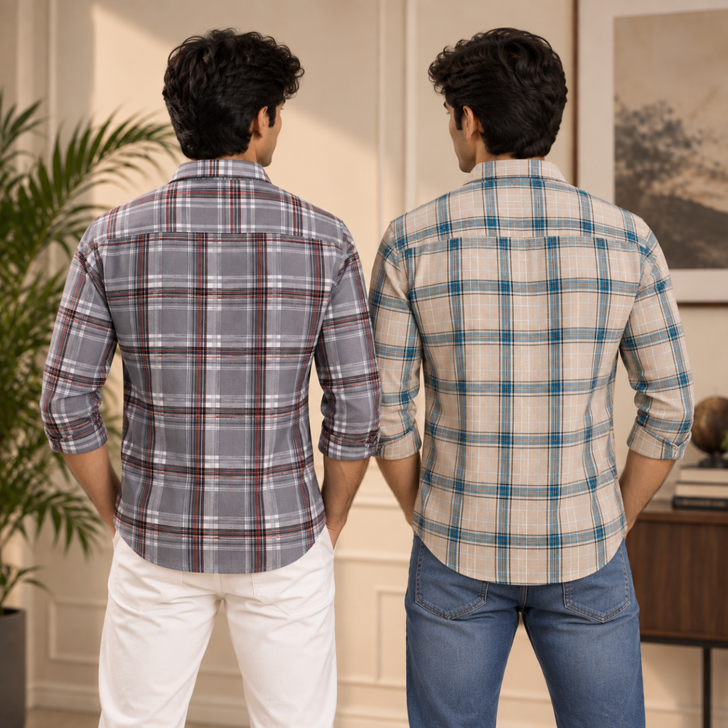 2 Pack Men’s Check Shirts | Smart Casual Look ( CS-12 )