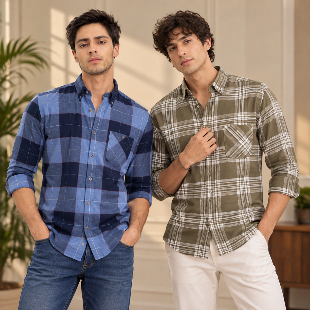 2 Pack Men’s Check Shirts | Smart Casual Look ( CS-13 )