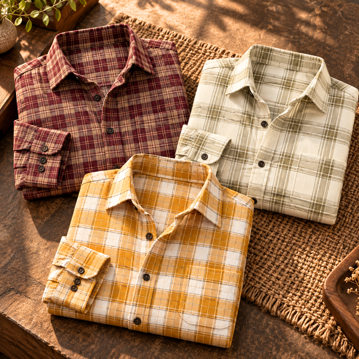 3 Pack Premium Checked Everyday Shirts for Men ( C7 )