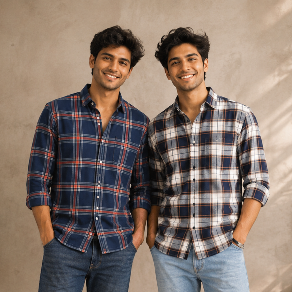 2 Pack Men’s Check Shirts | Smart Casual Look ( CS-3 )