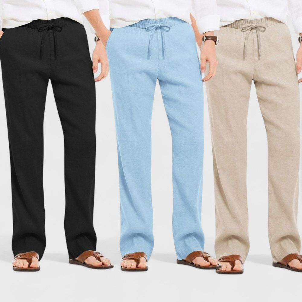 Premium Loose Fit Men Pant - Light Beige-Blue and Black - Pack Of 3