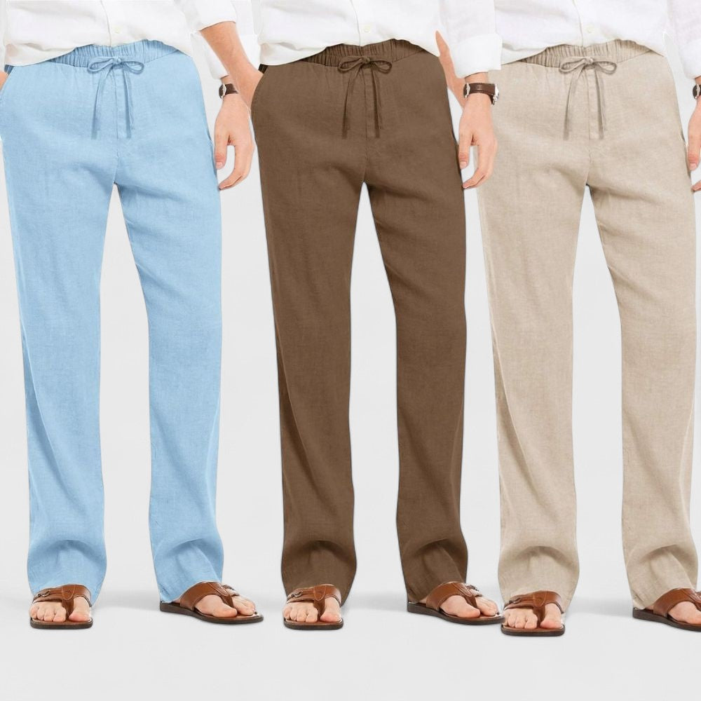 Premium Loose Fit Men Pant - Light Beige-Brown and Blue - Pack Of 3