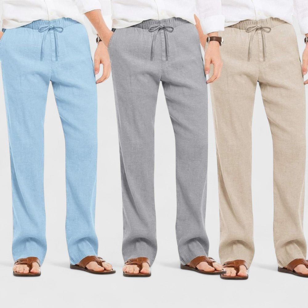 Premium Loose Fit Men Pant - Light Beige-Gray and Blue - Pack Of 3