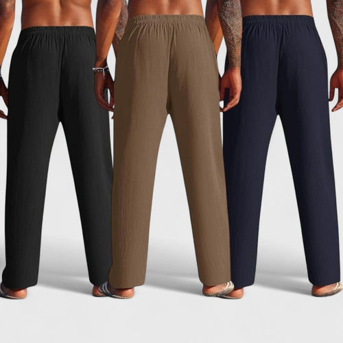 Combo of 3 Linen Loose Fit Men Pant Navy Blue-Brown and Black-50387