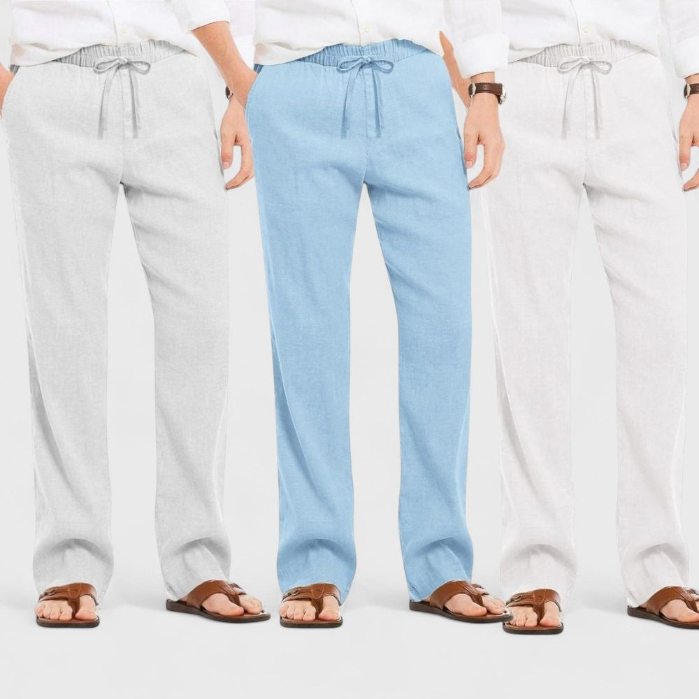 Premium Loose Fit Men Pant - White-Blue and Light Gray - Pack Of 3