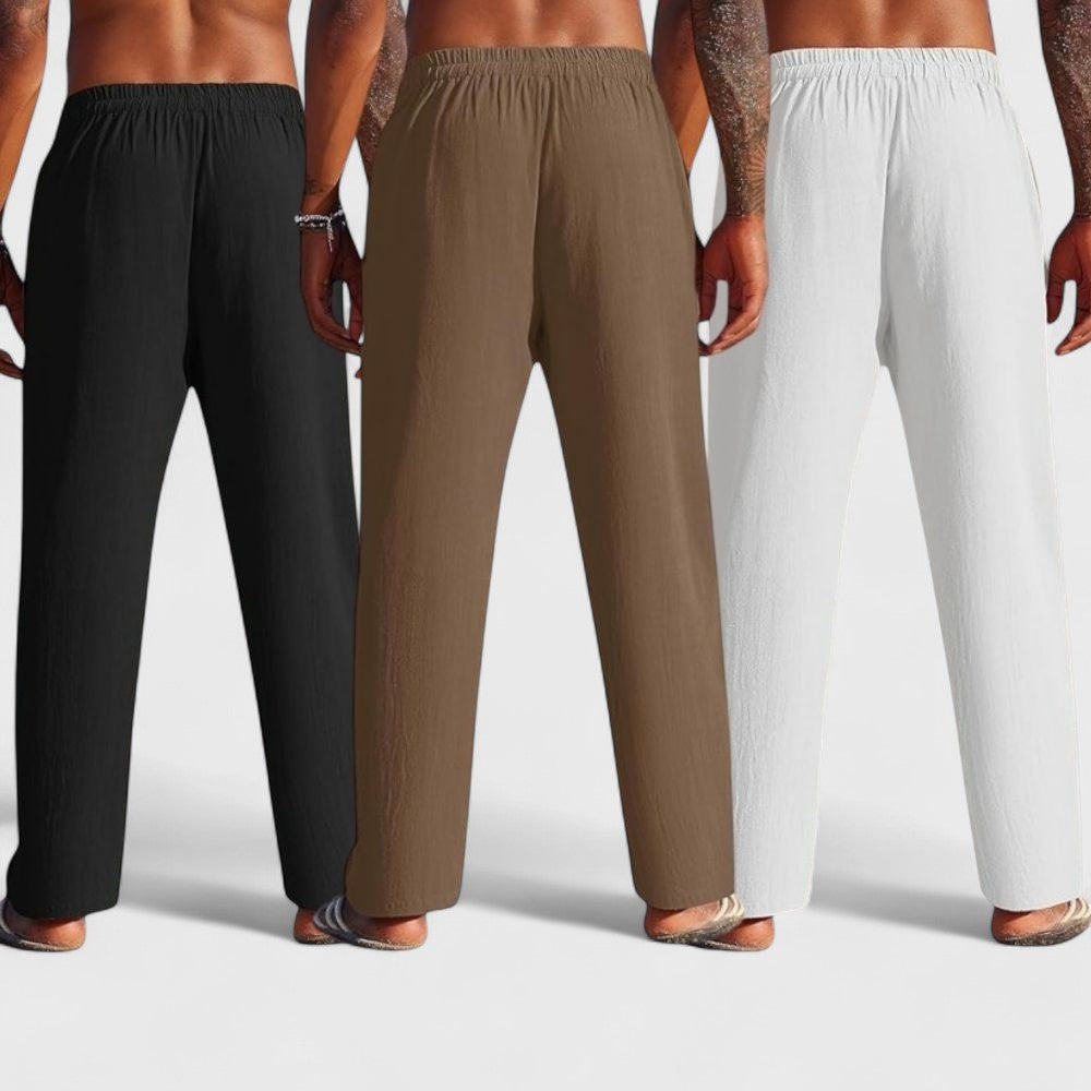 Premium Loose Fit Men Pant - White-Brown and Black - Pack Of 3