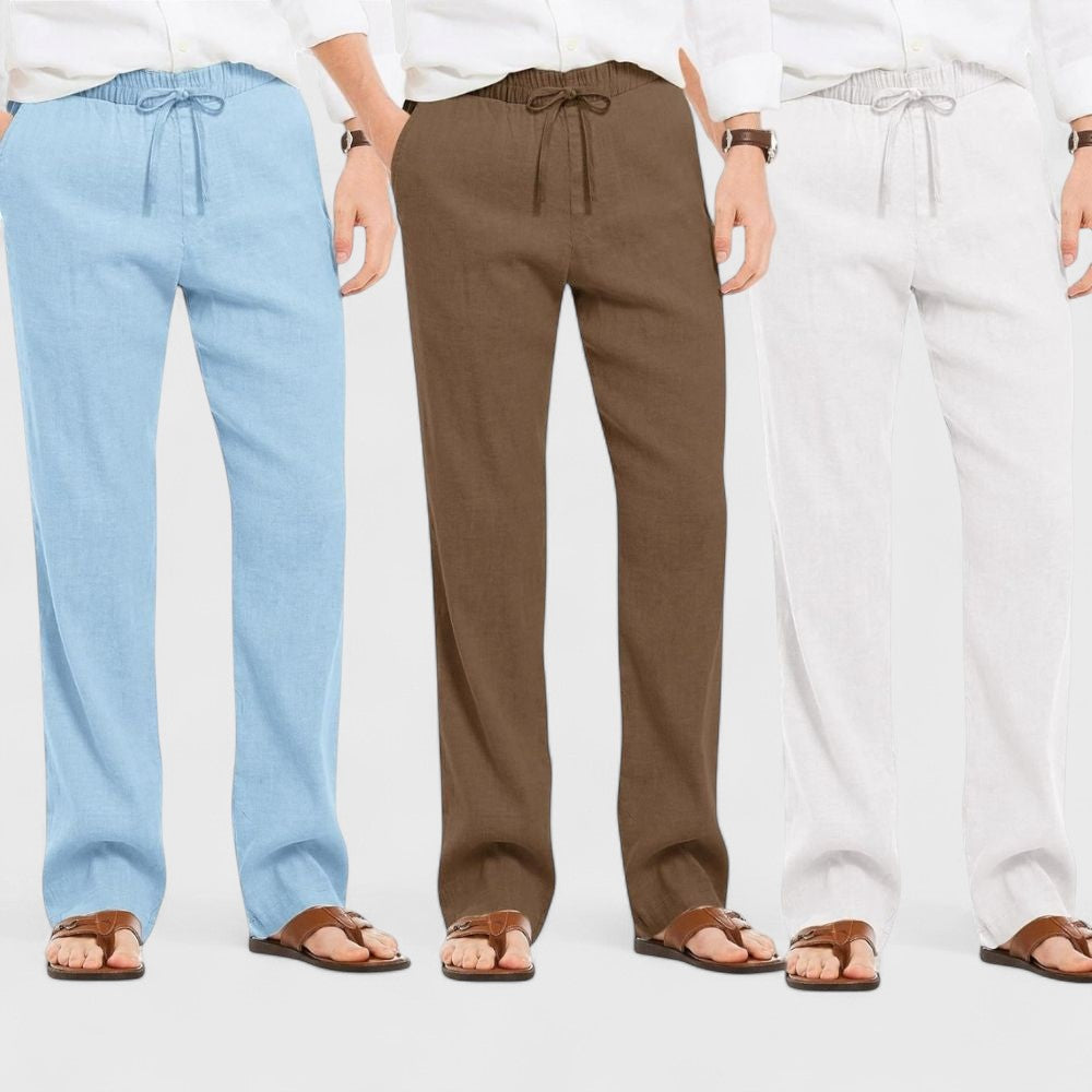Premium Loose Fit Men Pant - White-Brown and Blue - Pack Of 3