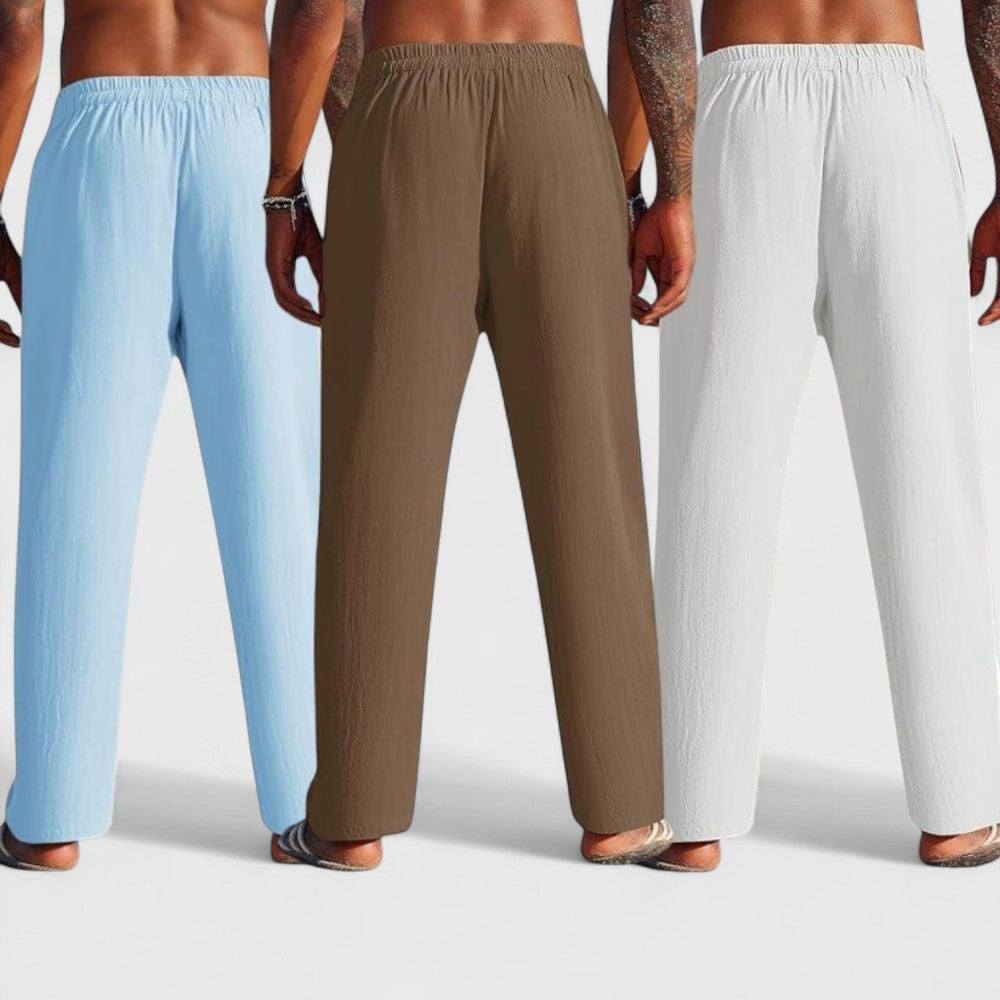 Premium Loose Fit Men Pant - White-Brown and Blue - Pack Of 3