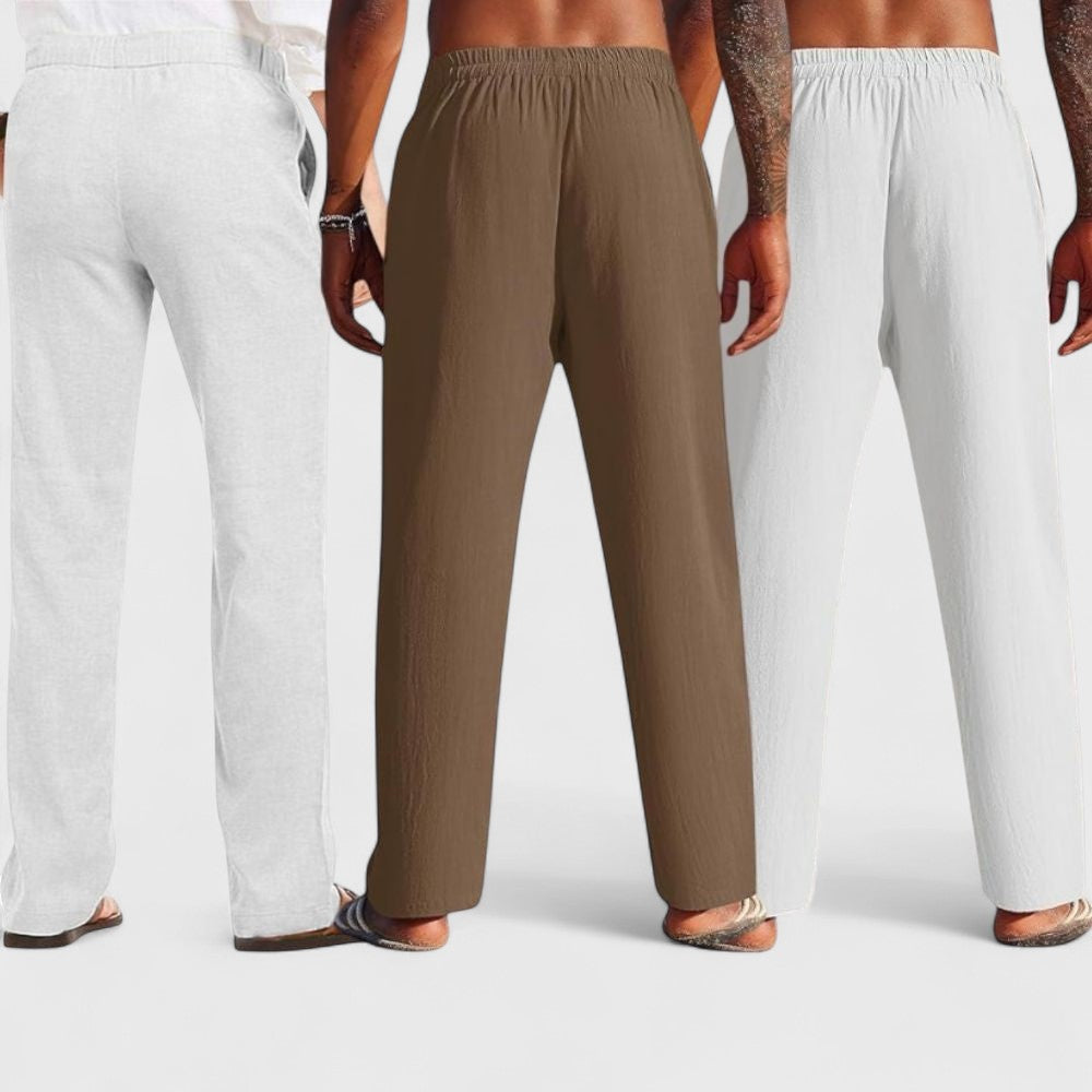 Premium Loose Fit Men Pant - White-Brown and Light Gray - Pack Of 3
