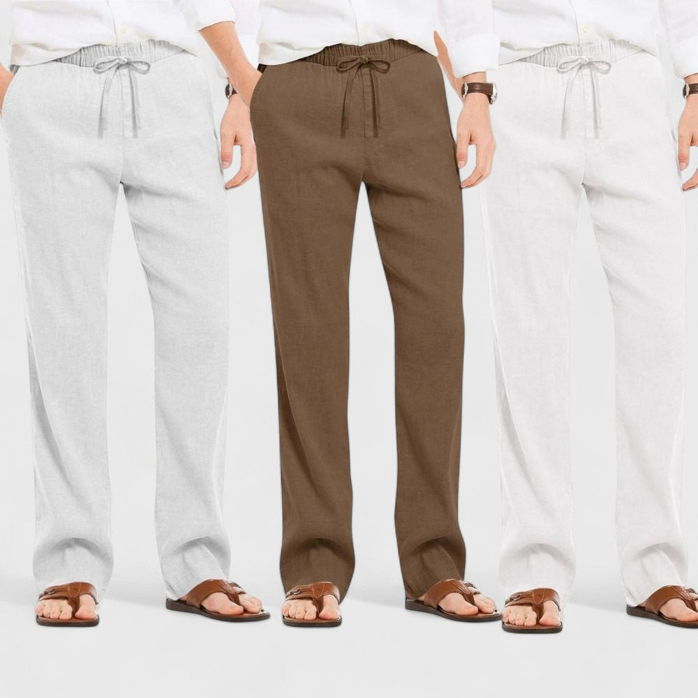 Premium Loose Fit Men Pant - White-Brown and Light Gray - Pack Of 3