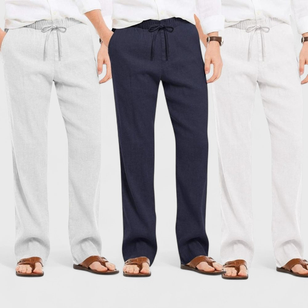 Premium Loose Fit Men Pant - White-Navy Blue and Light Gray - Pack Of 3