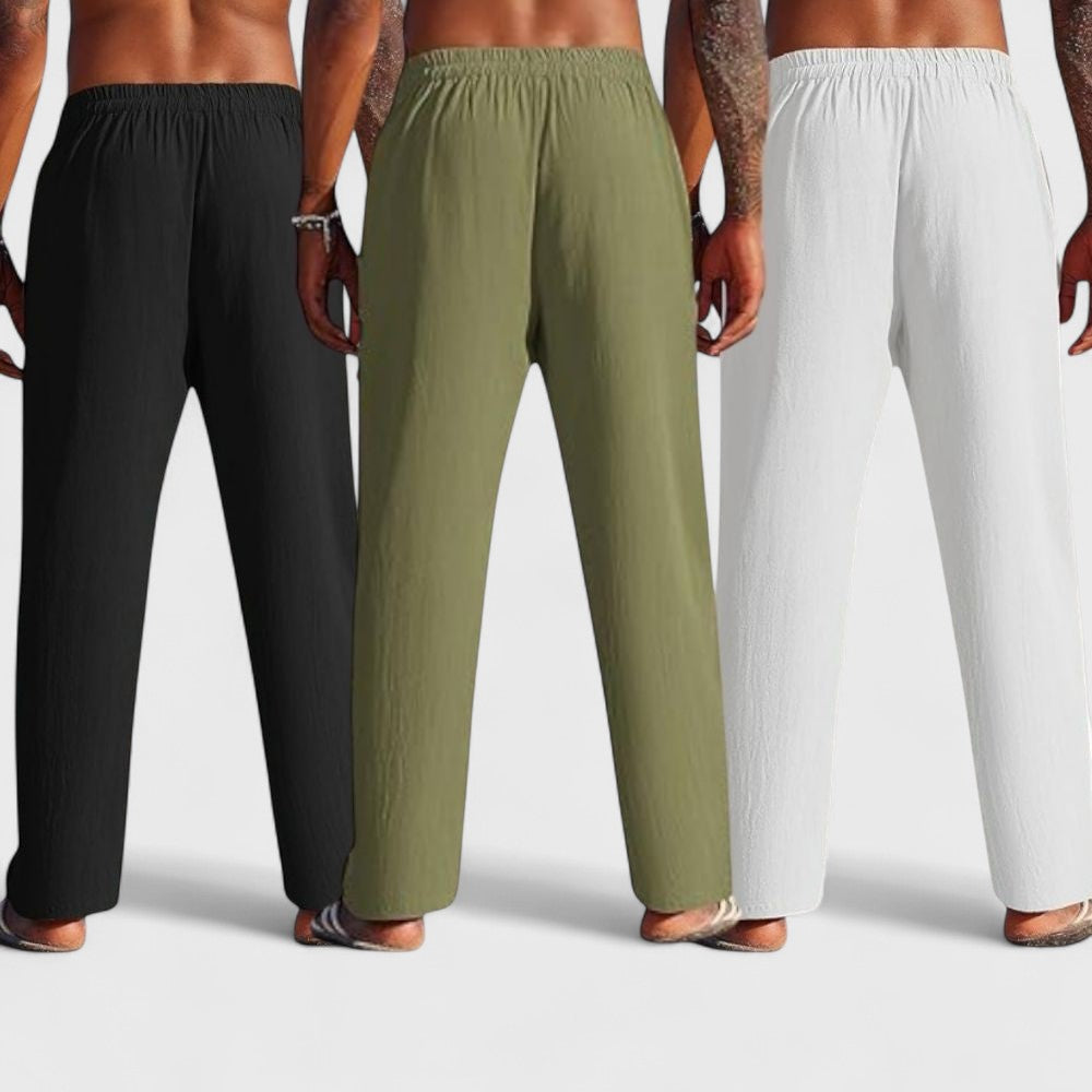 Premium Loose Fit Men Pant - White-Olive Green and Black - Pack Of 3