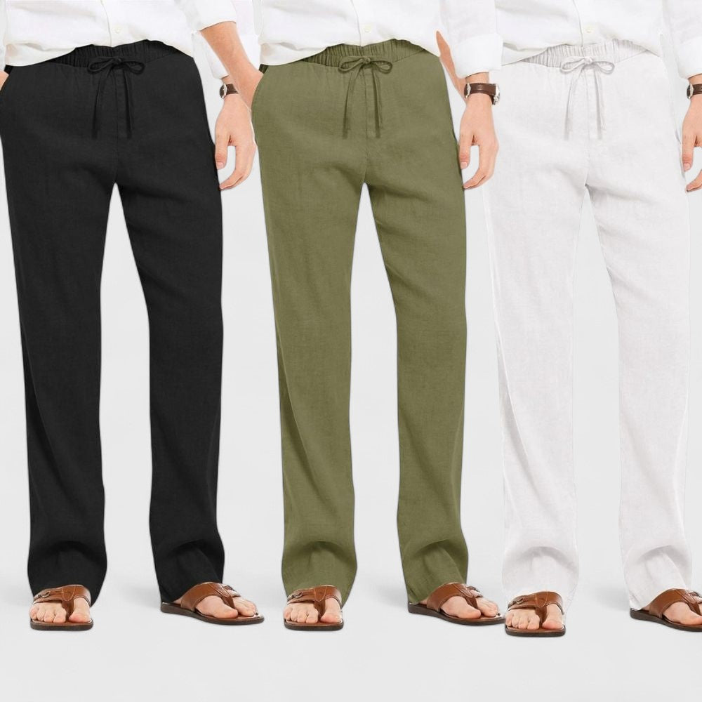 Premium Loose Fit Men Pant - White-Olive Green and Black - Pack Of 3