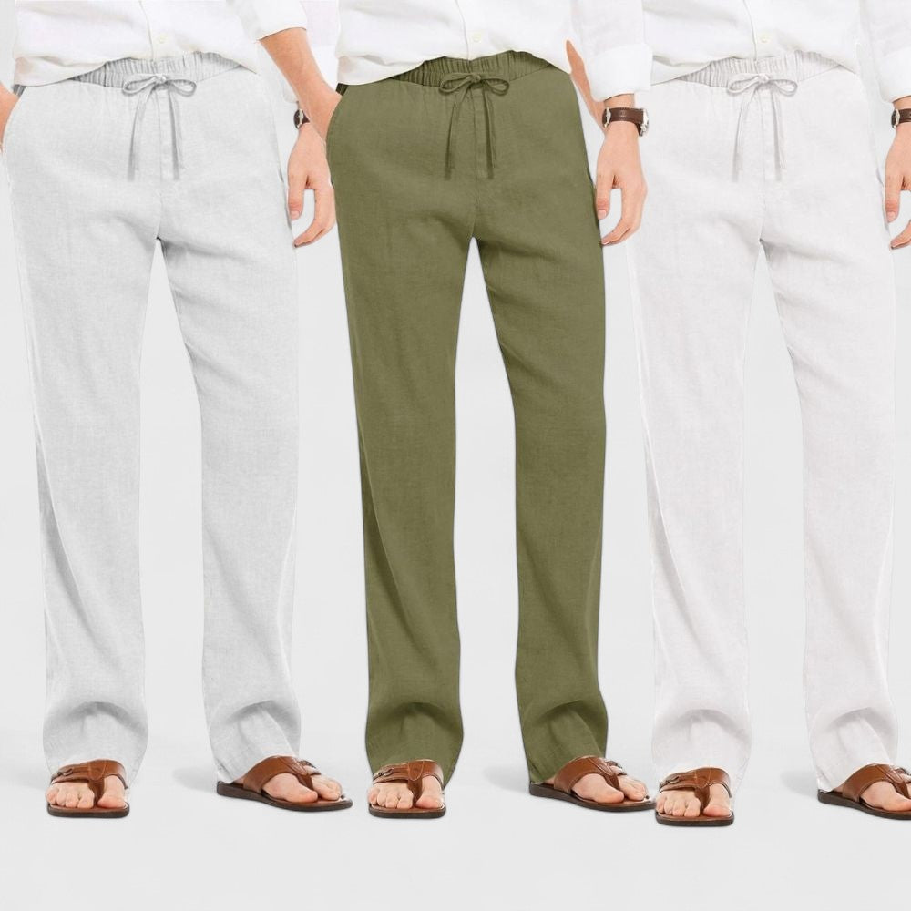 Premium Loose Fit Men Pant - White-Olive Green and Light Gray - Pack Of 3