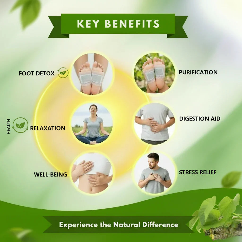 Herbal Giloy Detox Foot Patches | Body Detox Support, Stress Relief(1 BOX = 20 PATCHES-Buy 1 Get 3Free🔥🔥)