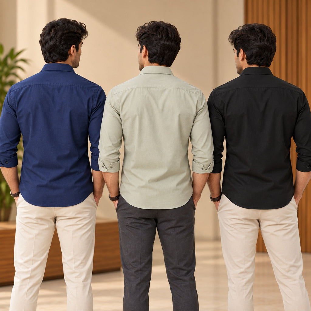 3 Pack Premium Solid Shirts for Men ( S8 )