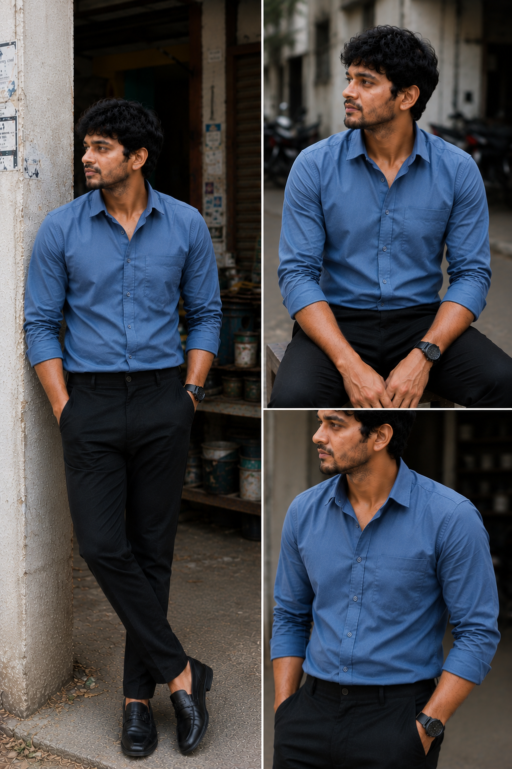 Royal Blue Shirt & Black Pant Combo – lurevia fashion